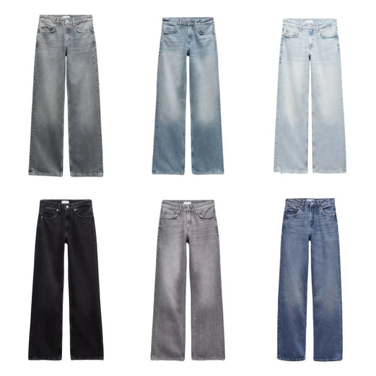 Z1975 straight height waist long jeans 2025 traf Autumn/Winter New Wash Product y2k Classic  Jeans for women