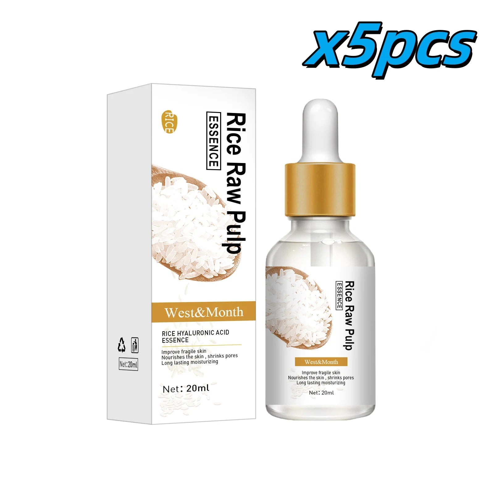 Wrinkle Removal White Rice Serum Anti Aging Puffiness Reduce Fine Lines Shrink Pores Nourishing Dry Skin Ac-ne Treatment Essence Halalzen