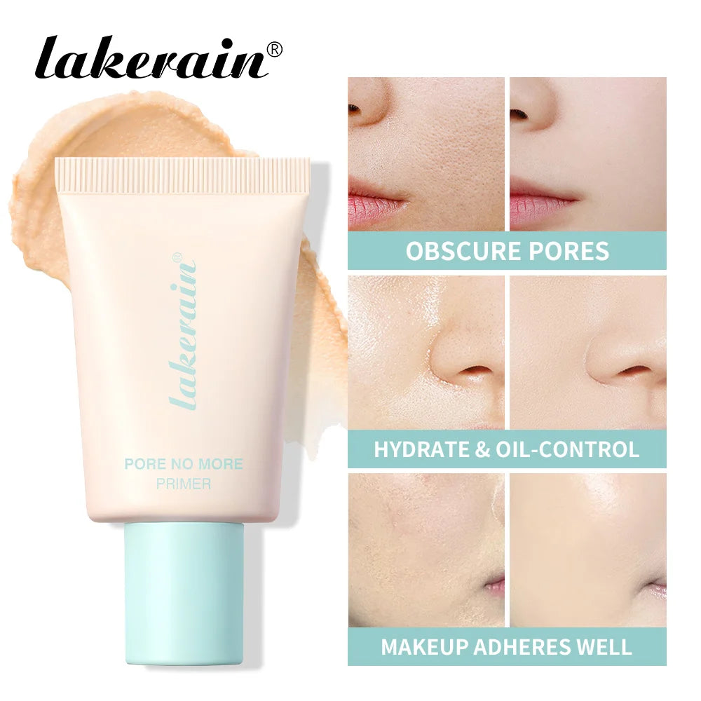 Lakerain Pore No More Makeup Primer Long Lasting Oil Control Hidden Pores Smooth Matte Makeup Effect Slightly Concealer Primer
