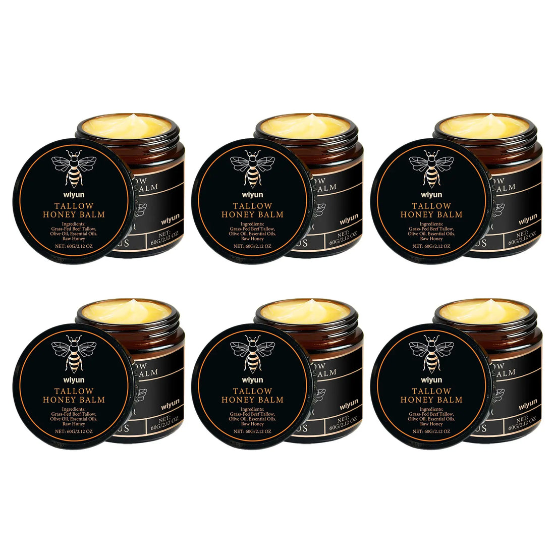 Organic Grass Fed Beef Tallow Balm Raw Honey Moisturizing Soft Improve Elasticity Long-Lasting Smooth Hydrating Cream Skin Care