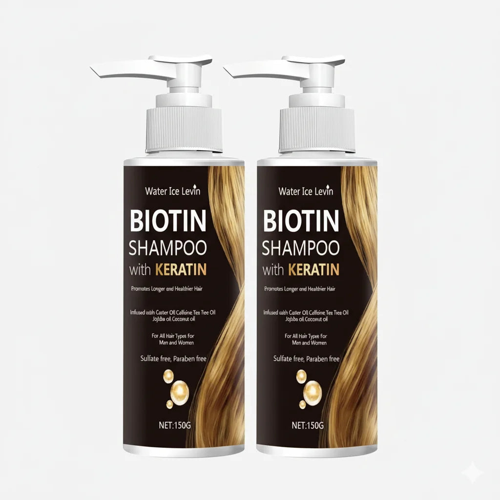 Water Ice Levin Biotin Keratin Shampoo – Strengthens Hair, Boosts Health Deep Moisture, Thorough Cleansing. All Hair Types. Halalzen