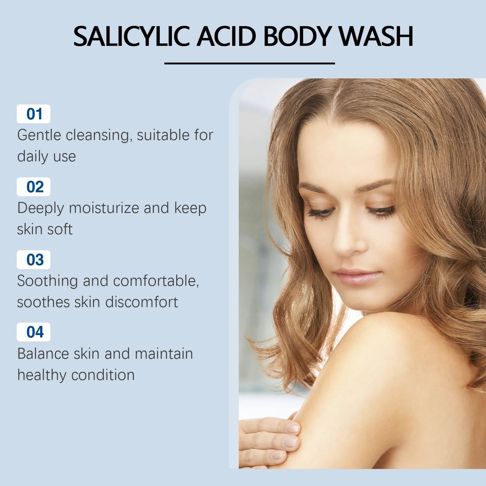 Salicylic Acid Body Wash Deep Cleaning Acne Brightening Exfoliator Nourish Shrink Pores Bath Shower Gel Repair Chicken Skin Care Halalzen
