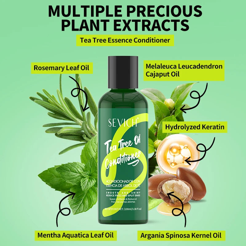 Tea Tree Essence Shampoo Hair Conditioner Set Deep Cleaning Moisturizing Scalp Strengthening Nourish Shiny Anti Hair Loss Care Halalzen