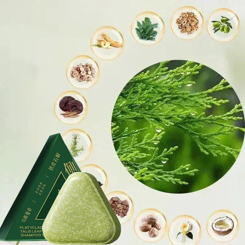 Seven Green Platycladi Usman Grass Handmade Shampoo Soap Refreshing Flushing Healthy Anti-removal Hair Nourishing Clean Product Halalzen