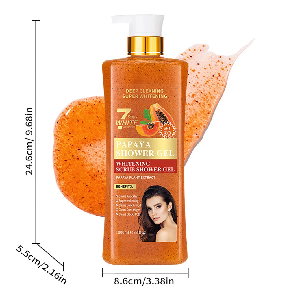 1000ml Kojic Acid Shower Gel Deep Cleansing Brighten Skin Body Wash Skin Whitening Exfoliator Body Care Moisturizing Skincare