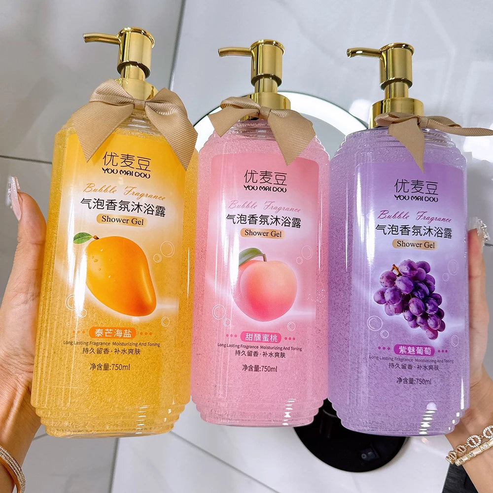 Fruit Flavored Bubble Fragrance Shower Gel Mango Skin Rejuvenation Moisturizing Body Bath Wash Oil Control Peach Long Lasting Halalzen
