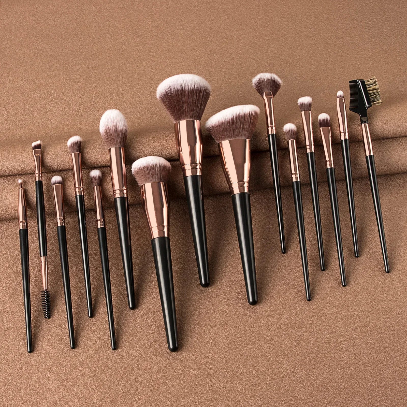 10/15pcs Black Makeup Brush Sets Professional Natural Fiber Hair Brush Foundation Kakubi Contour Eyeshadow Blending Beauty Tool Halalzen