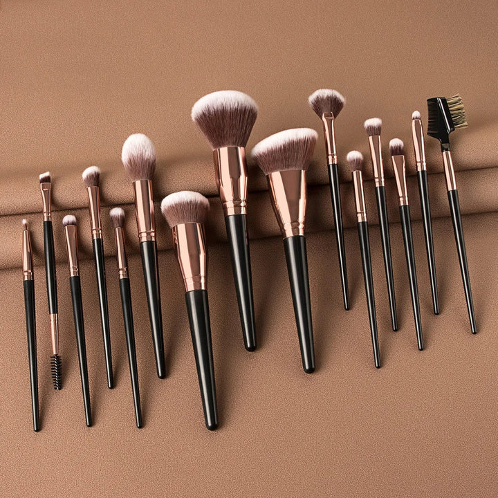 10/15pcs Black Makeup Brush Sets Professional Natural Fiber Hair Brush Foundation Kakubi Contour Eyeshadow Blending Beauty Tool Halalzen
