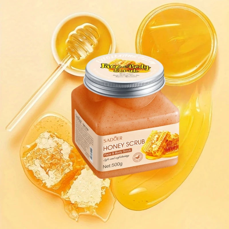 500g Honey Exfoliating and Cleansing Scrub, Rich in Honey Extract, with a Charming Aroma, Long-Lasting Fragrance, and an Ice Cream-Like Texture