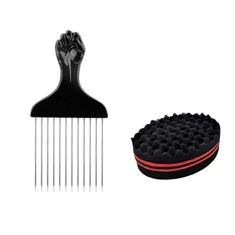Afro Curly Hair Sponge Brush Twist Hair Comb Glove Set Barbershop Curling Net Comb Salon Hairdressers Wave Hair Style Tools Halalzen