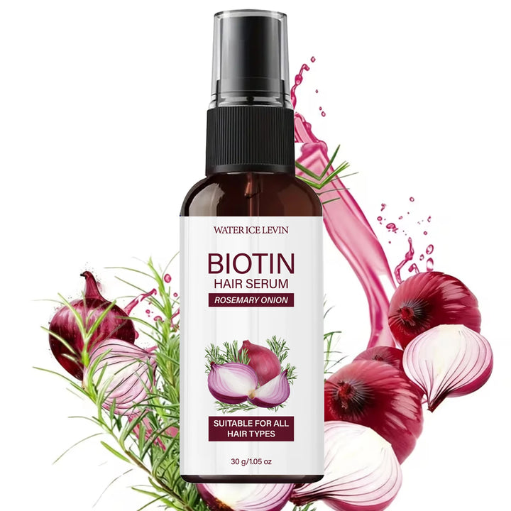 Biotin Hair Serum 30g with Rosemary & Onion Oil - Moisturizing Nourishing Essential Oil for Smooth, Supple & Healthy Hair