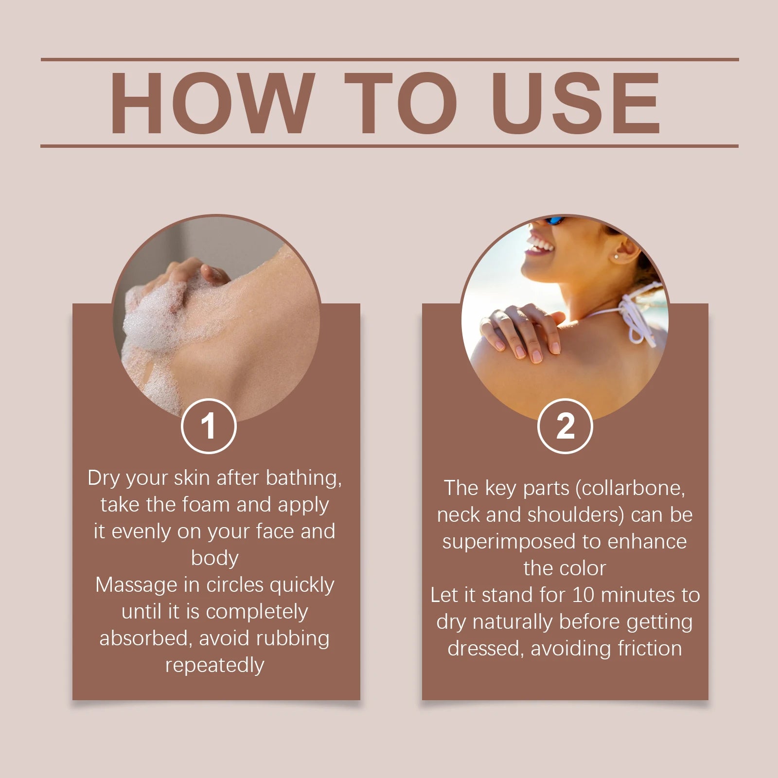 1~3h Self Tan Express Mousse Fast Acting Fake Tan Develops for Dark Fake Tan Face Body Fast-Absorbing Moisturizing Tan Boosting