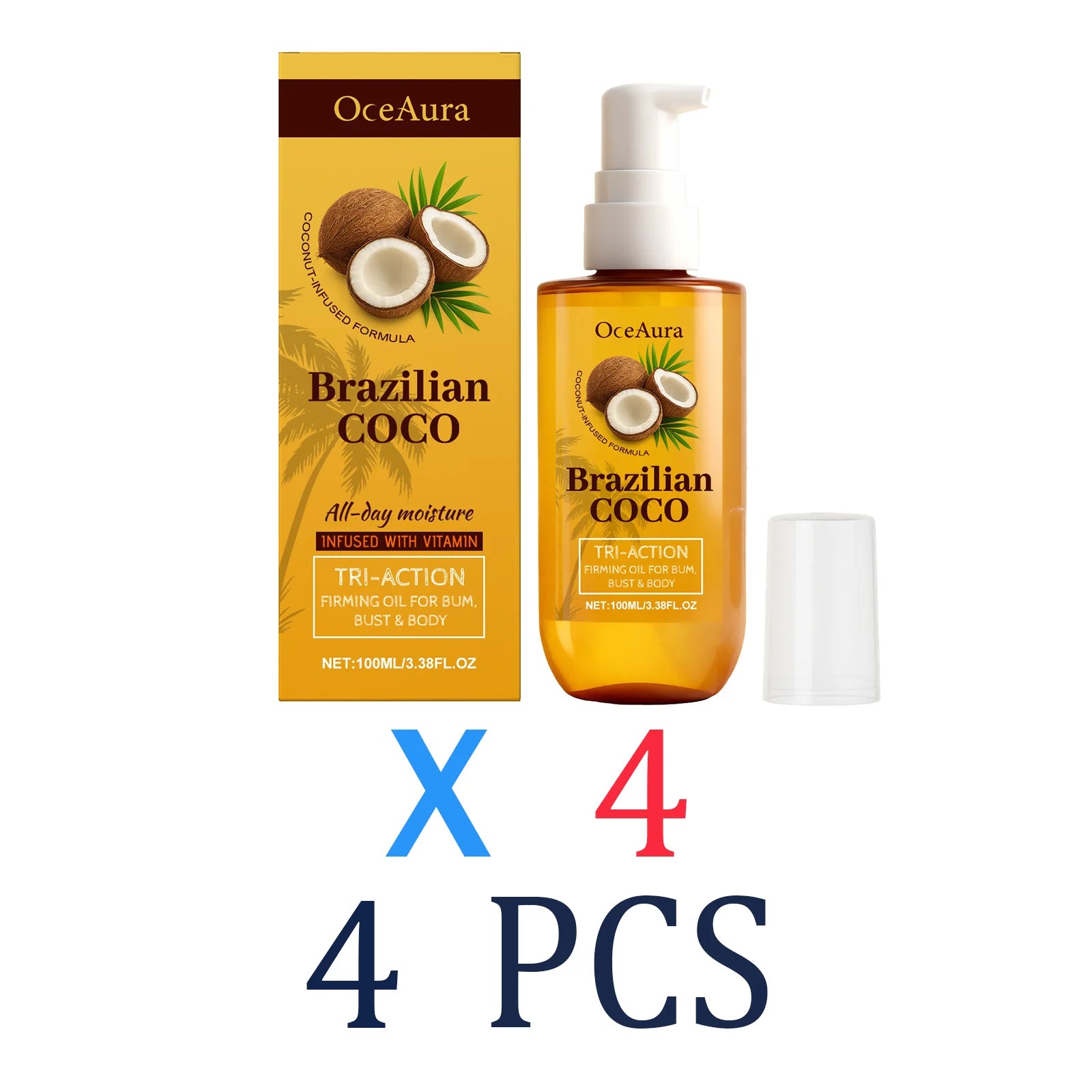 Coconut Body Oil Firming & Moisturizing Skin Care for Body Butt Chest Vitamin Enriched Dry Skin Remedy Nourishing Fast Absorbing