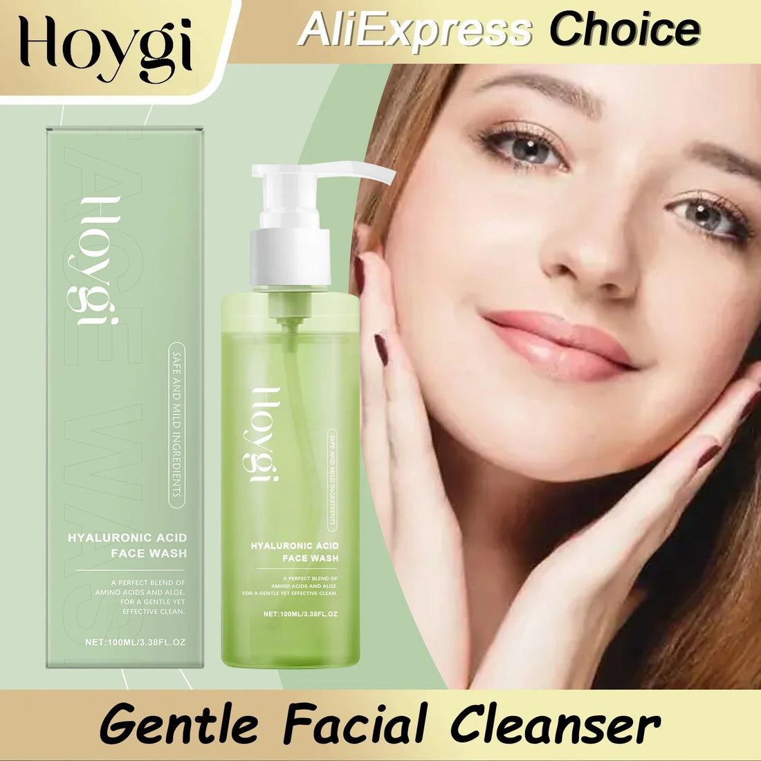HOYGI Hyaluronic Acid Cleanser Anti Acne Oil Control Blackhead Remover Skin Cleansing Gel Brightening Pore Cleaning Face Wash Halalzen