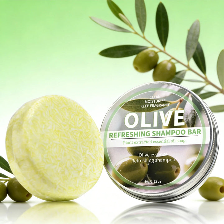 Olive Shampoo Bar, Olive Extract Essence Black and Soft Shampoo, Deep Cleaning Hand Soap, Olive Oil Soap Halalzen