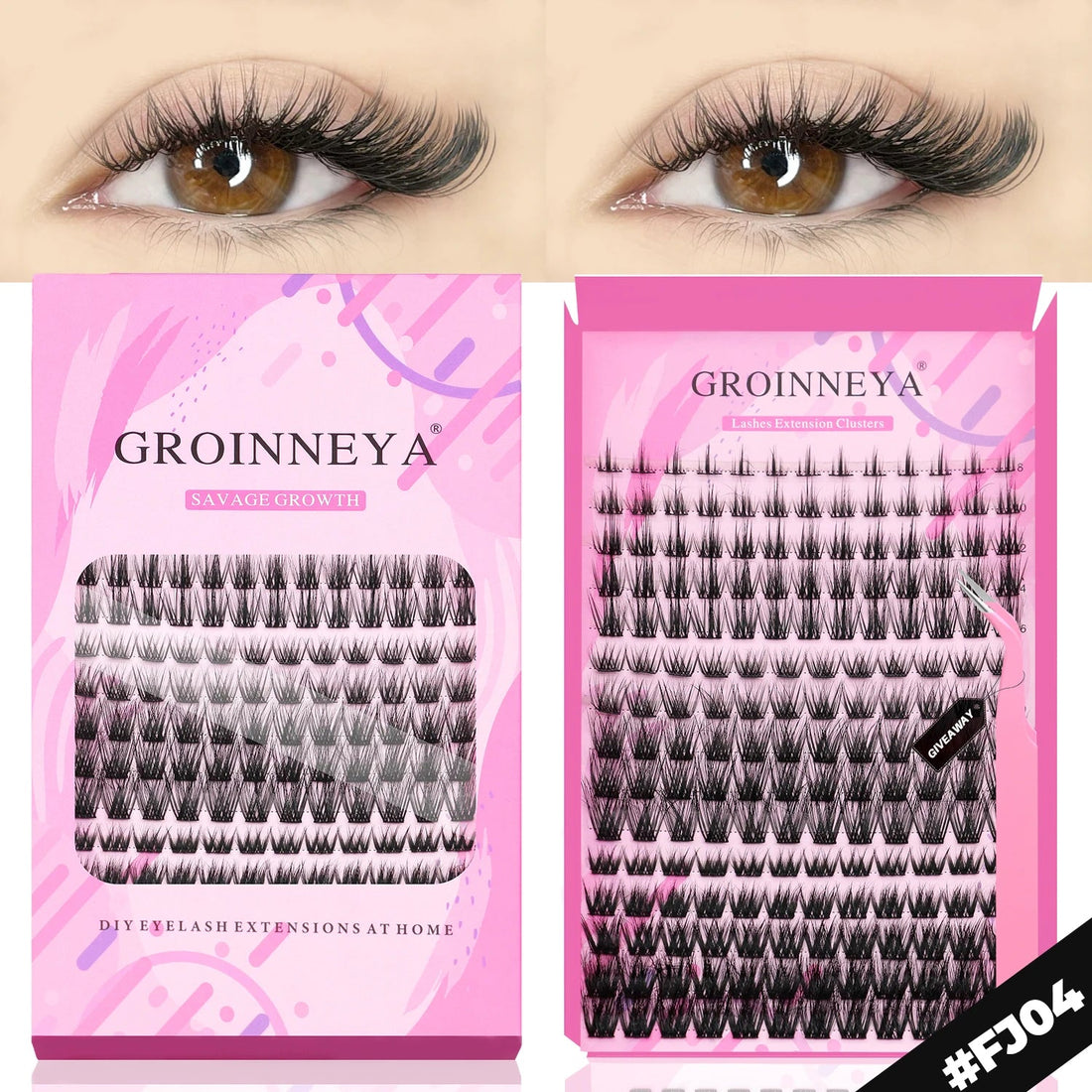 GROINNEYA DIY Lashes Extension Kit Individual Lashes Clusters Faux Mink Eyelash Extension Mix set with Lash Natural Look Makeup Halalzen