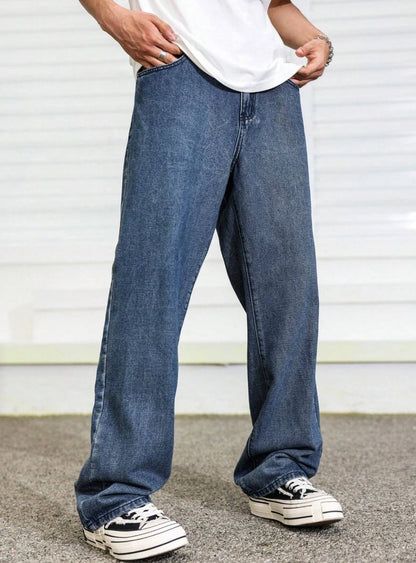 Men’s Relaxed Fit Straight Leg Jeans, Everyday Comfort for Lounging at Home to Quick Errands