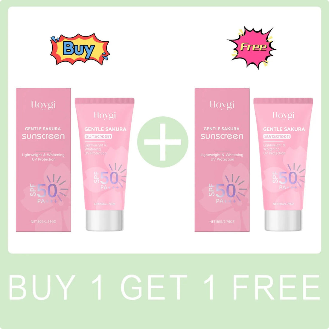 Cherry Blossom Sunscreen Cream Spf 50+ Long-Lasting Anti UV Anti-Aging Anti Oxidant Oil Control Non-greasy Waterproof Sunblock Halalzen