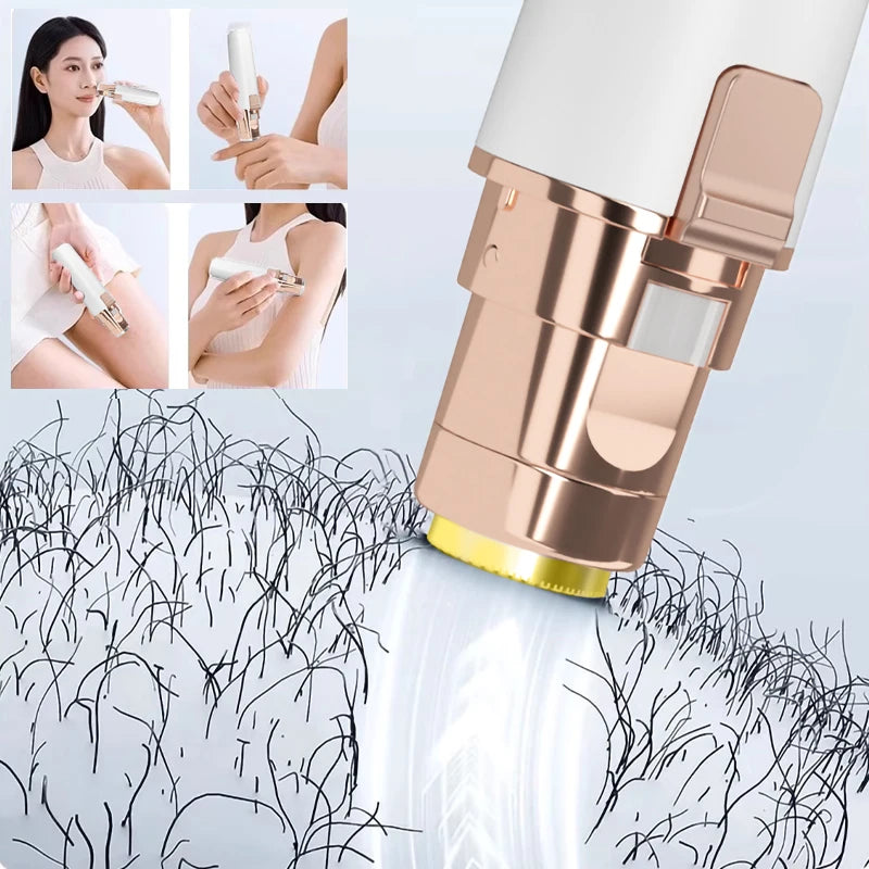 2 in1 Electric Eyebrow & Facial Trimmer Rechargeable Facial Hair Removal Eyebrow Shaver Body Razor with LED Light Halalzen