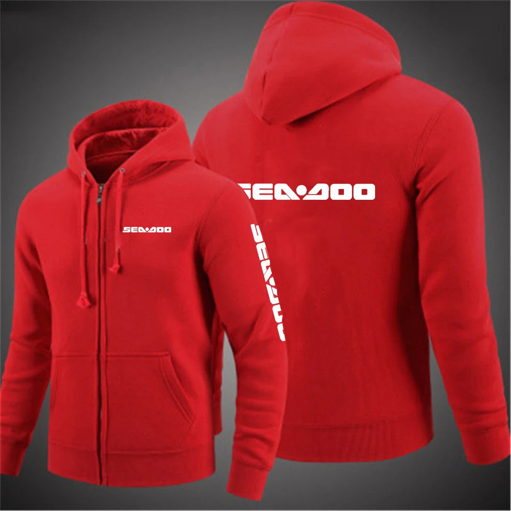 Sea Doo Seadoo Moto 2023 Men New Long Sleeves Cotton Solid Color Zipper Couples Hoodies Custom Sweatshirt Fashionable tops HALALZEN