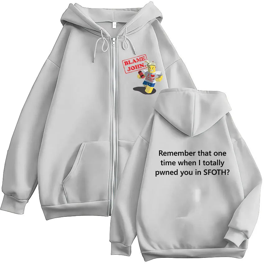 Funny Blame John Meme Zipper Hoodie Shedletsky Forsaken Fashion Autumn/Winter Sweatshirt Men Women Casual Oversized Coats Hoody