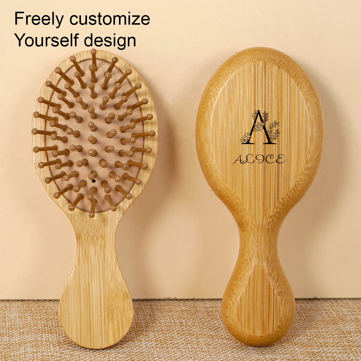 Custom Boar Bristle Natural Bamboo Hair Brush Air Cushion Hairbrush Detangling Scalp Massage Comb Salon Barber Styling Tools