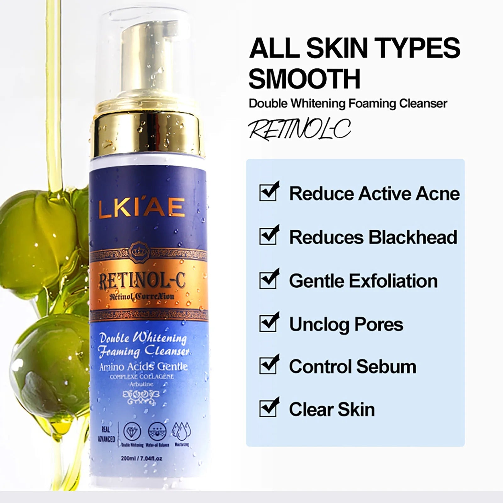 LKIAE Advanced Retinol Double Whitening Skin Care Set, Deeply Moisturizing, Clean Skin, Reduce Wrinkles, Stains, Dark Spots Halalzen