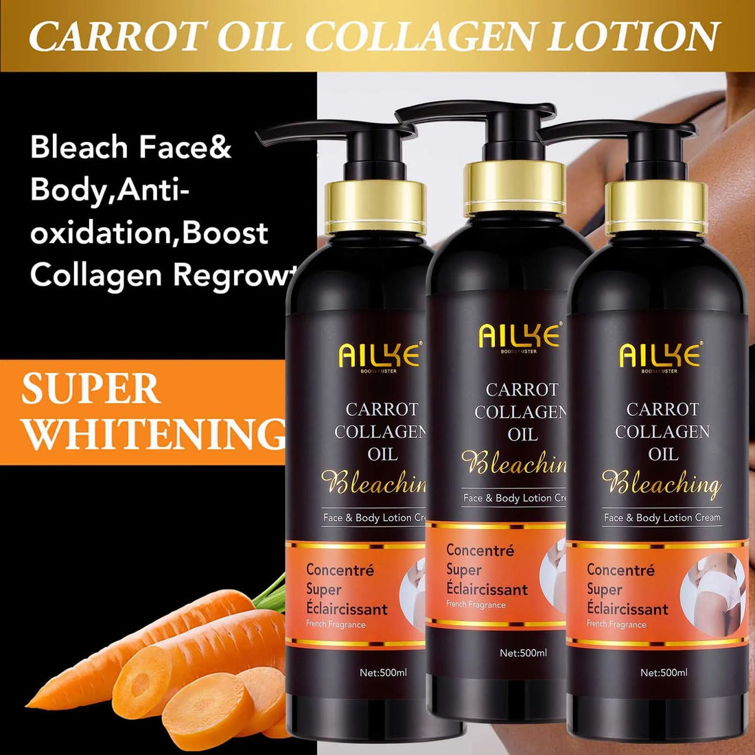 AILKE Skin Whitening Face Serum, Reduce Spots, Moisturizing, Even Skin Tone, With Organic Collagen, Skin Lightening Body Serum Halalzen