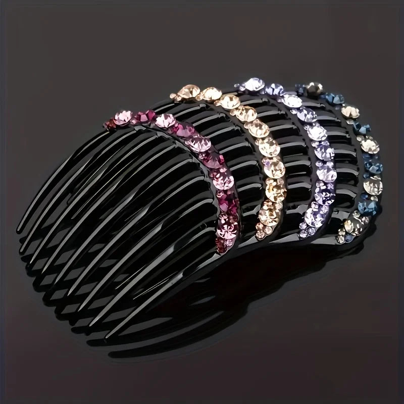 Rhinestone 9-Tooth Hair Comb Elegant Bangs Styling Clip with Secure Hold for Wedding Party Fashion Accessory