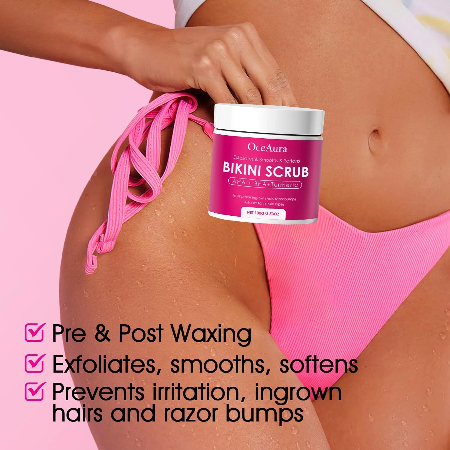 Bikini Area Exfoliator with 10% AHA+BHA & Turmeric For Bikini Underarm Area,Skin Moisturizing, Smoothing Exfoliating Body Scrub