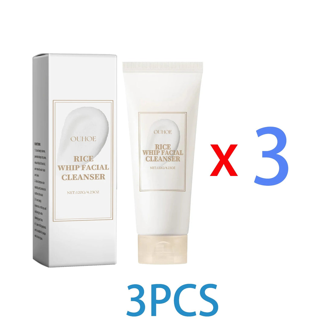 Rice Milk Cleansing Foam 120g Gentle Facial Wash Deep Cleanse Rice Extract Hydrating Non Drying Rich Lather for Soft Bright Skin Halalzen