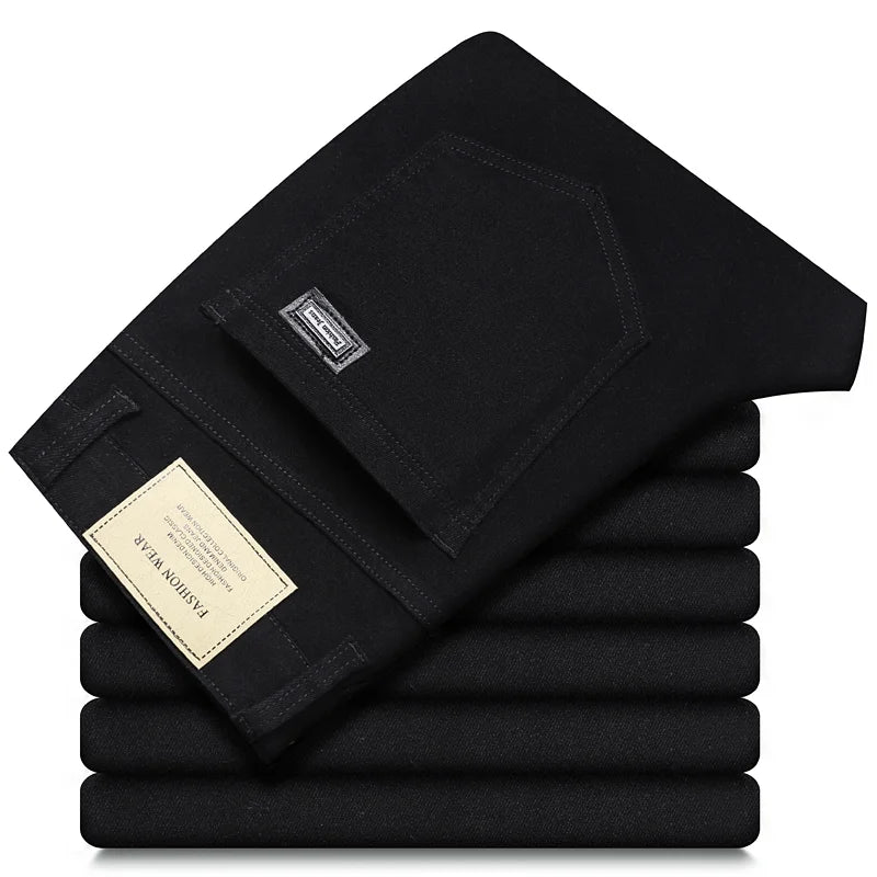 Large Size 42 44 Autumn 98% Cotton Men's Stretch Slim Jeans ArmyGreen Soft Comfortable Casual Straight Denim Pants Trousers