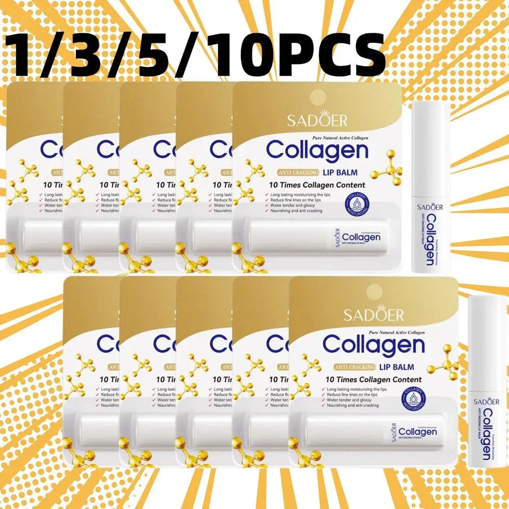 1/3/5/10PCS Collagen Lip Balm Fall And Winter Anti-Cracking Moisturizing Lip Balm Improve Hydration Plumping Antiaging