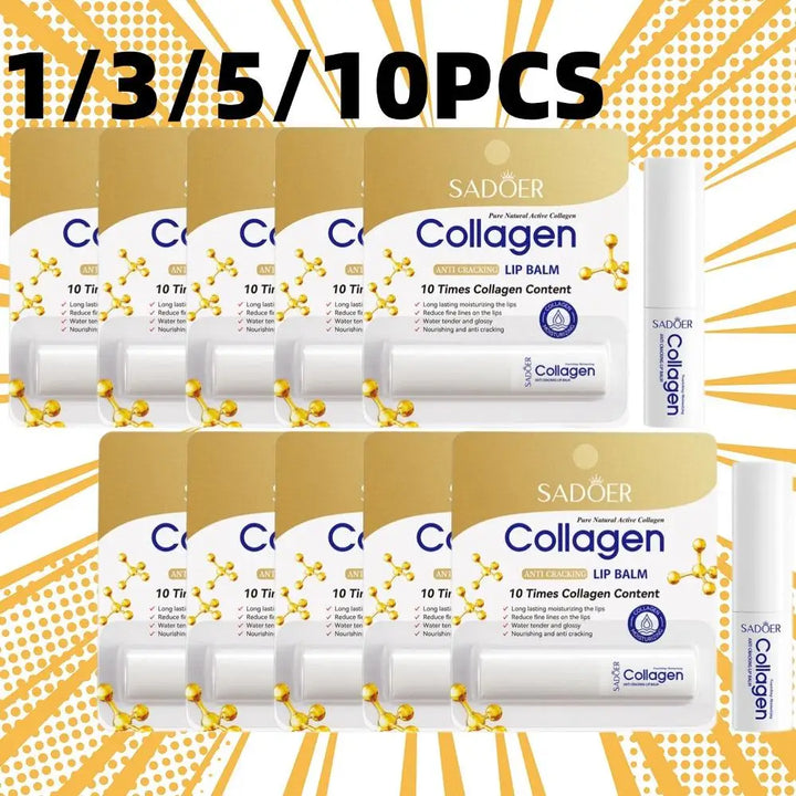 1/3/5/10PCS Collagen Lip Balm Fall And Winter Anti-Cracking Moisturizing Lip Balm Improve Hydration Plumping Antiaging