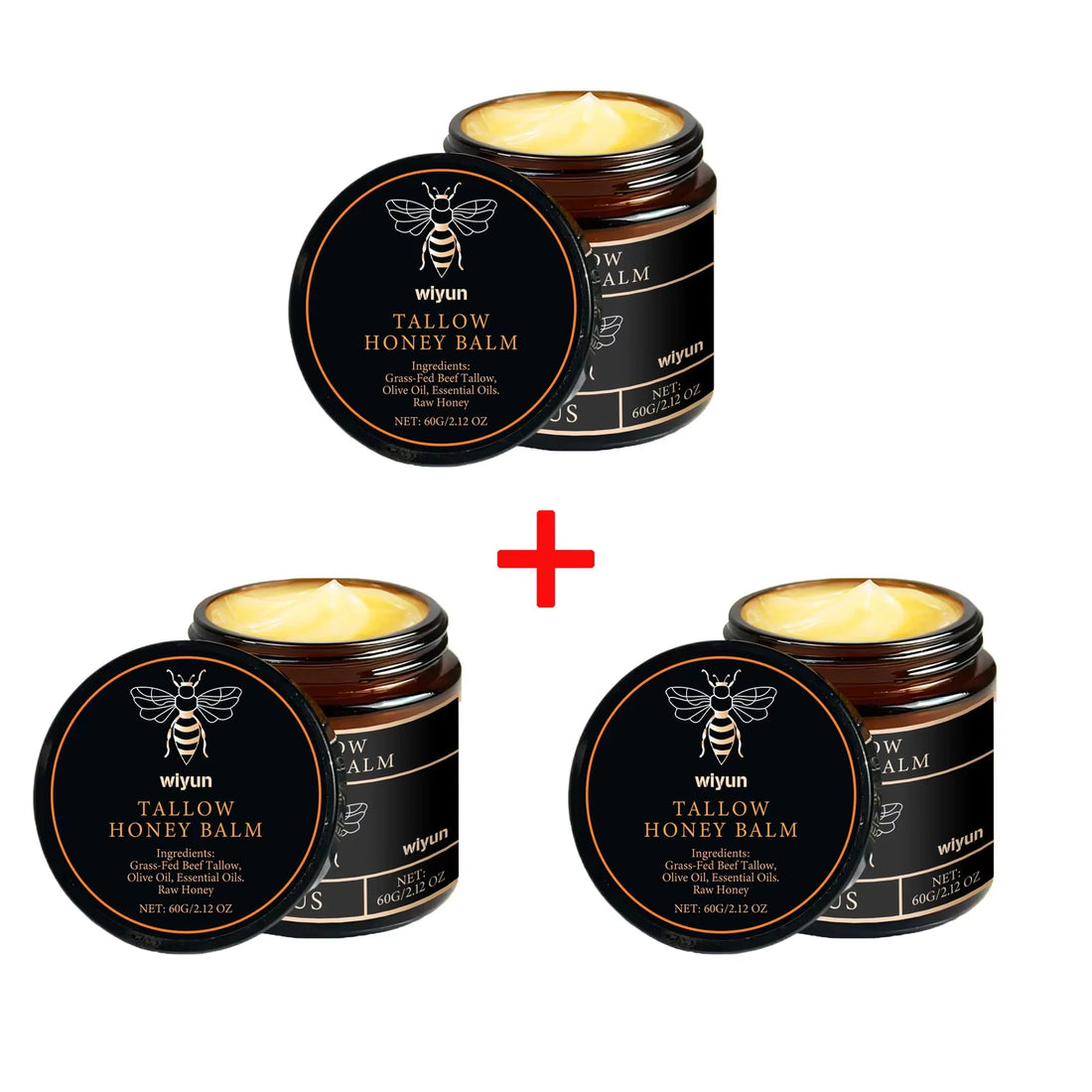 Tallow Honey Balm Moisturizing Cream for Face Body Grass Fed Beef Tallow Balm Natural Deep Moisturizer Soft Soothing Skin