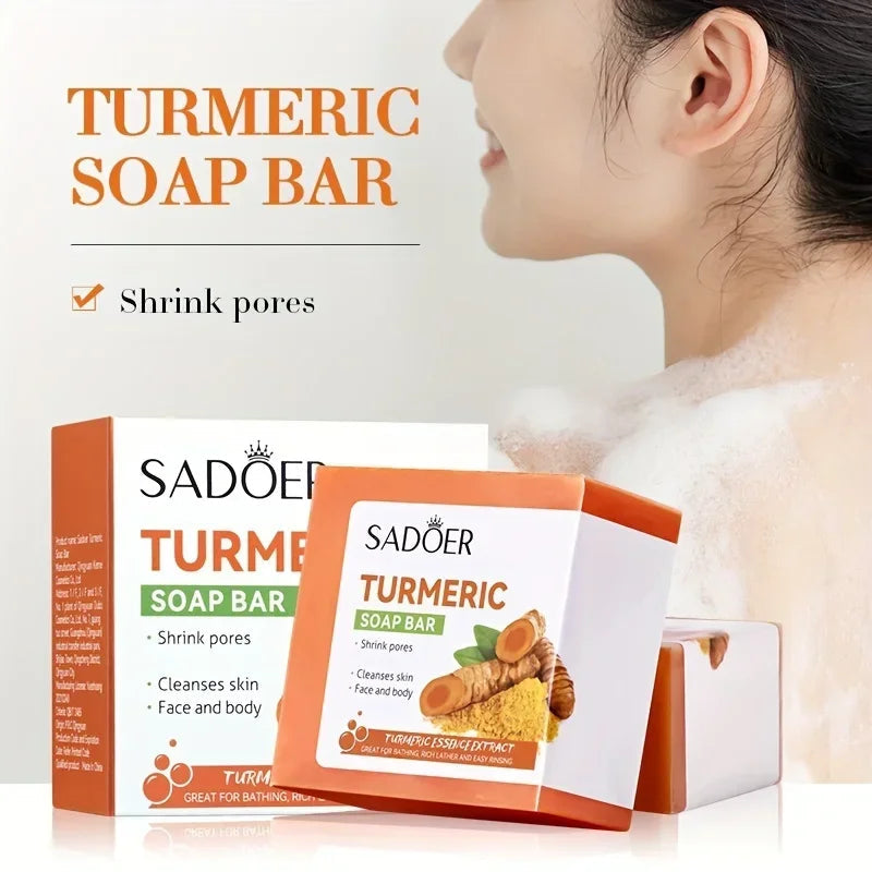 3 Pcs Handmade Turmeric Soap Set for Body Cleaning Lightening Dark Underarm Leg Skin Brightening Face Soap for Tender Skin Care Halalzen