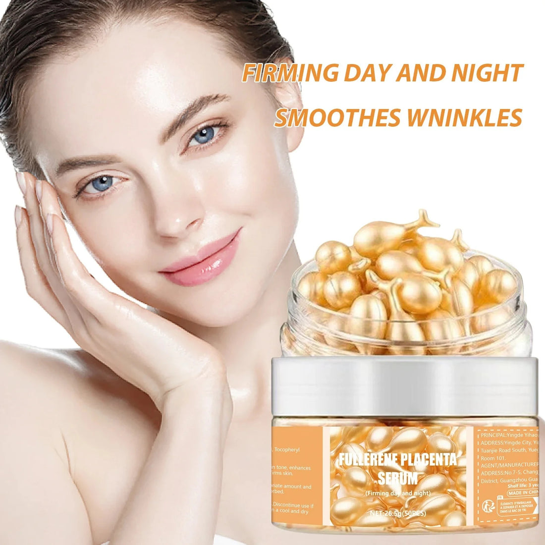 50Pcs Collagen Facial Capsule Serum Anti Acne Wrinkle Remover Firming Whitening Hyaluronic Acid Skin Care Essence