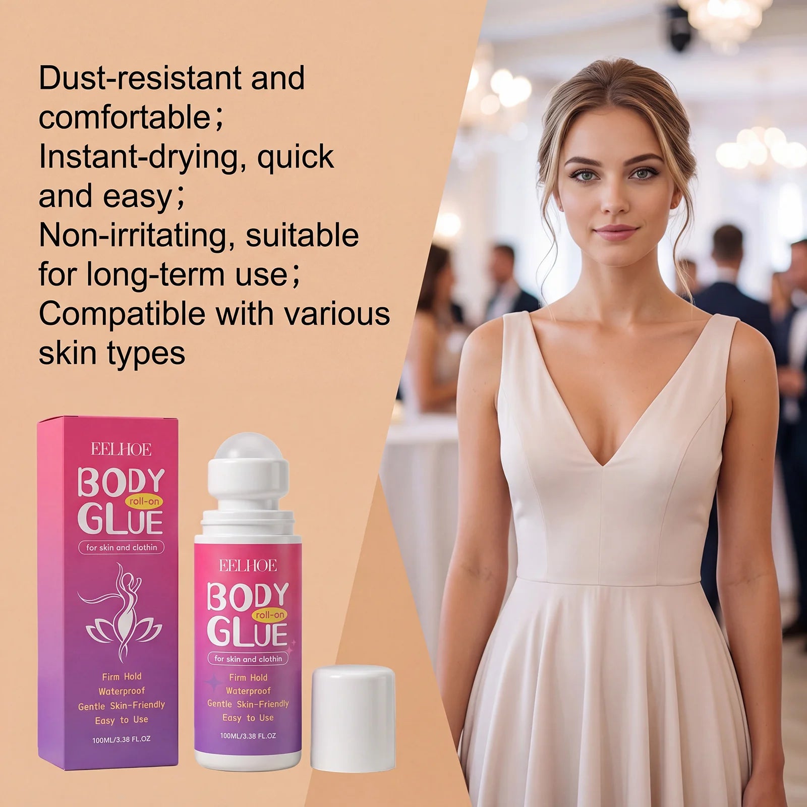 Body Roller Ball Glue, Gentle and Moisturizing, Smooth to Apply, Skin-Friendly and Comfortable, Refreshing on the Skin, Not Stic