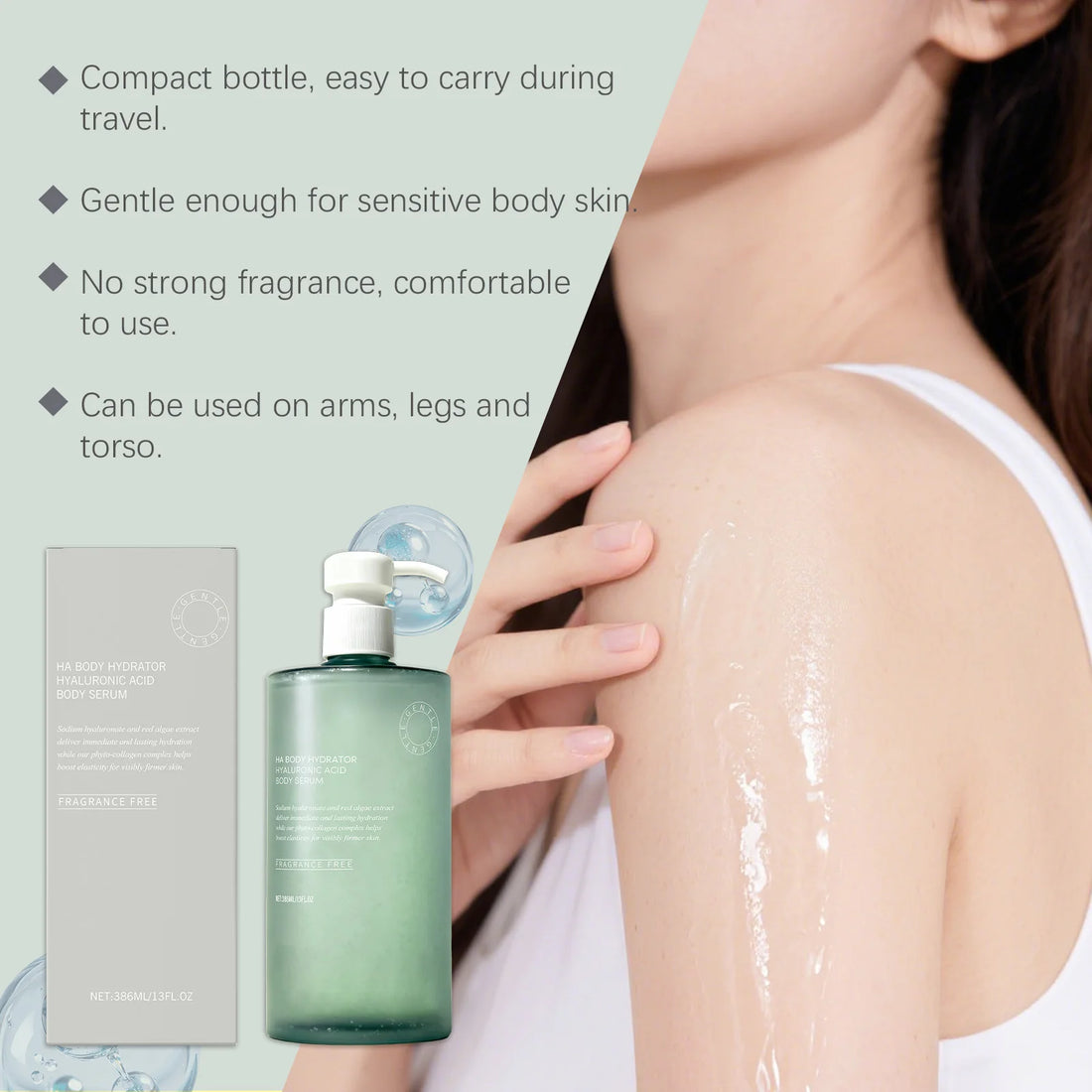 Hyaluronic Acid Body Serum Deep Hydrating Body Lotion for Smoother Plumper Looking Skin Lightweight Fast-Absorbing Body Care