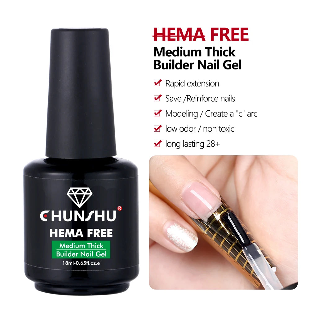 CHUNSHU 18ML Hema Free No Wipe Top Coat Semi-permanent Rubber Base Gel Polish Soak off Long Lasting Ultra Shiny Manicure Nails D