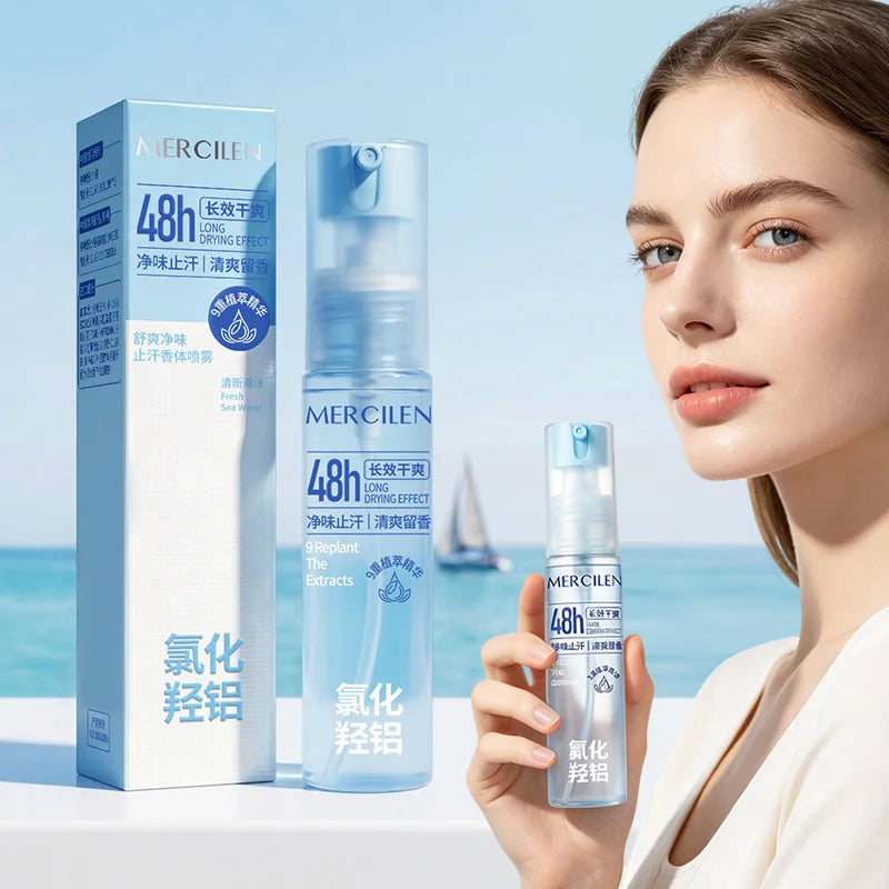 Mercilen Antiperspirant Deodorant Body Freshening Spray, Long-Lasting Freshness, Effectively Controls Odor in Underarms and Other Body Areas, Keeps Skin Fresh, Has a Sleek Design, Is Easy to Carry and Use, Suitable for Both M