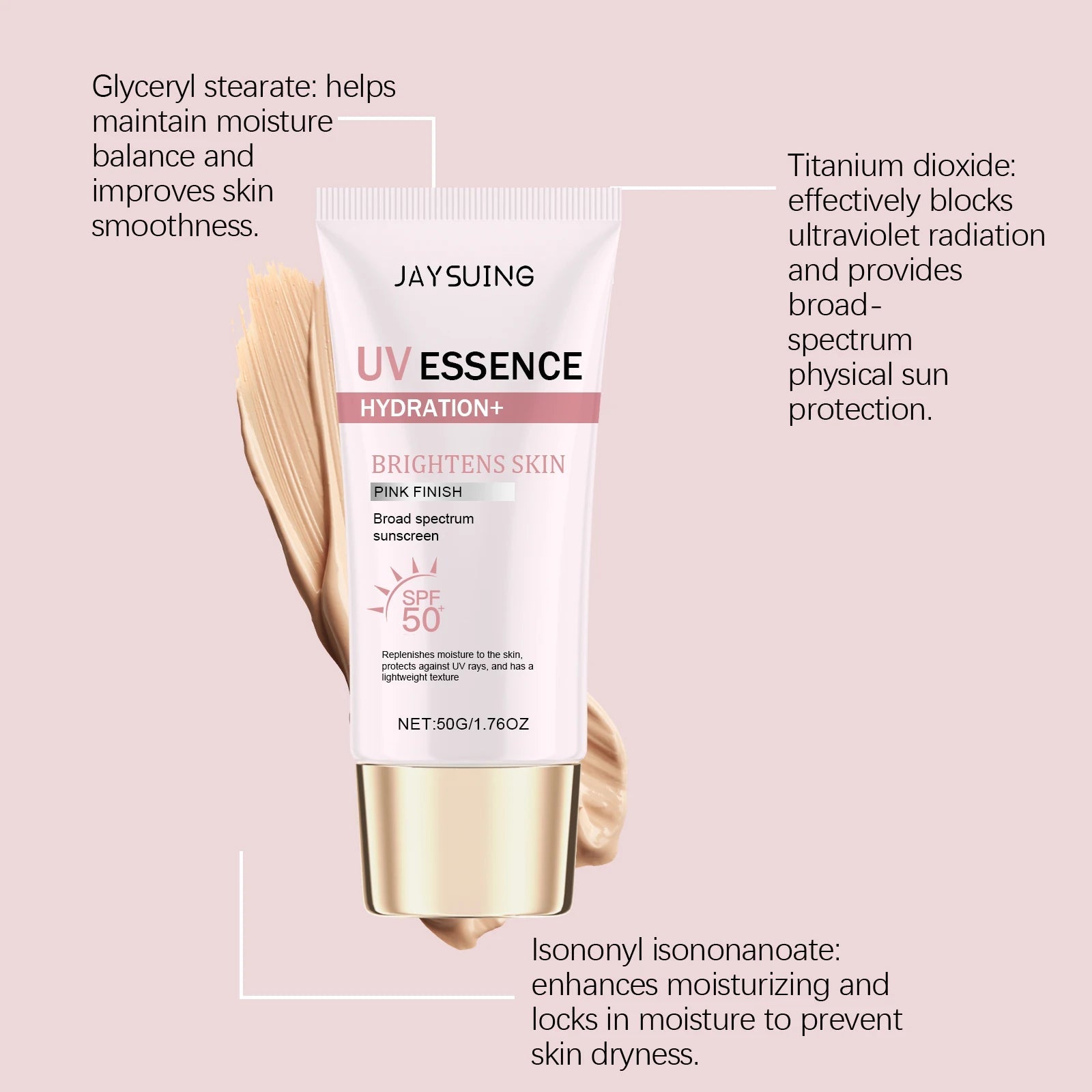 Jaysuing UV Essence Stick SPF 50+ Hydrating Oil Free Anti Sun Natural Sunblock Facial Moisturizer Soothing Skin Care Beauty Halalzen