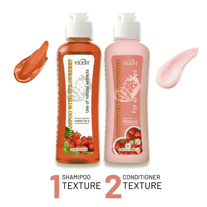 YILEST Shampoo and Conditioner Set for Hair Loss Dry & Damaged Hair Nourishing Care for Soft & Shiny Hair, Strawberry Scent Halalzen