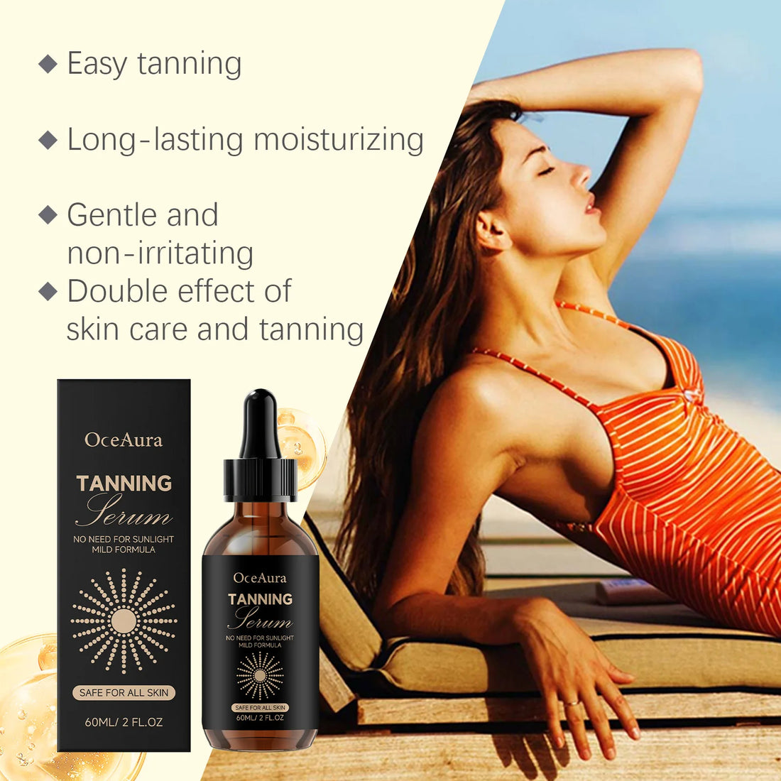 Self Tanning Drops Sunless Tanner Serum Natural Bronze Glow Mild Formula For All Skin Body Tanning Water Fake Tan Essence