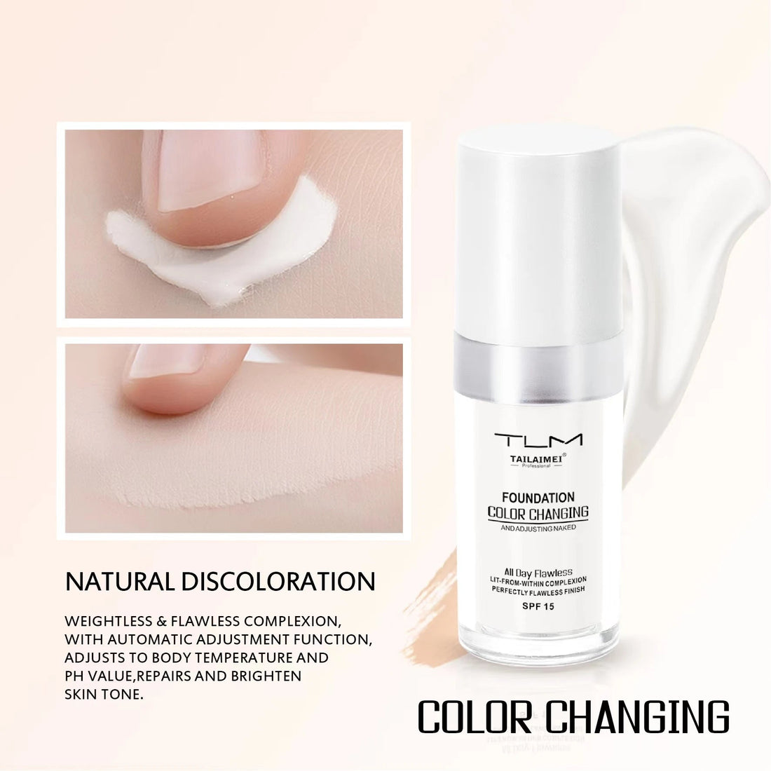 Warm Change liquid foundation sunscreen lasting oil control easy to apply makeup waterproof portable Halalzen