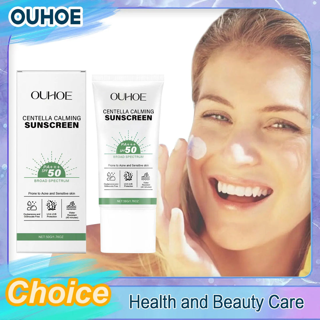 SPF 50 Facial Sunscreen Anti Sunlight Defense UV Rays Improve Dry Prevent Sunburn Summer Waterproof Soothing Centella Sunscreen Halalzen