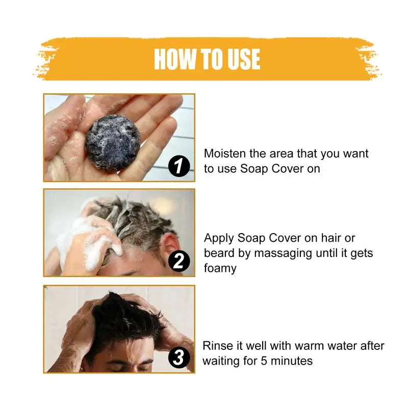 50G White Hair to Black Soap Restores Gray Beard Cleanses Hair Nourishes Black Hair Brightens Hair Men Women Shampoo Hair Care Halalzen