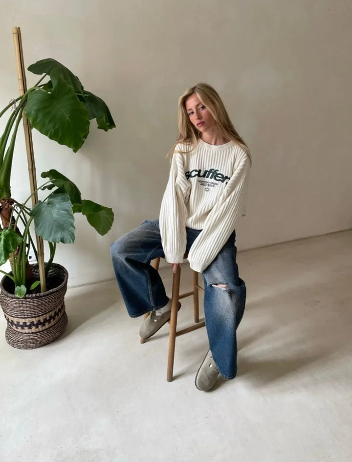 Street trend letter patch design simple long sleeved couple y2k retro casual comfortable loose warm outdoor O-neck sportswear