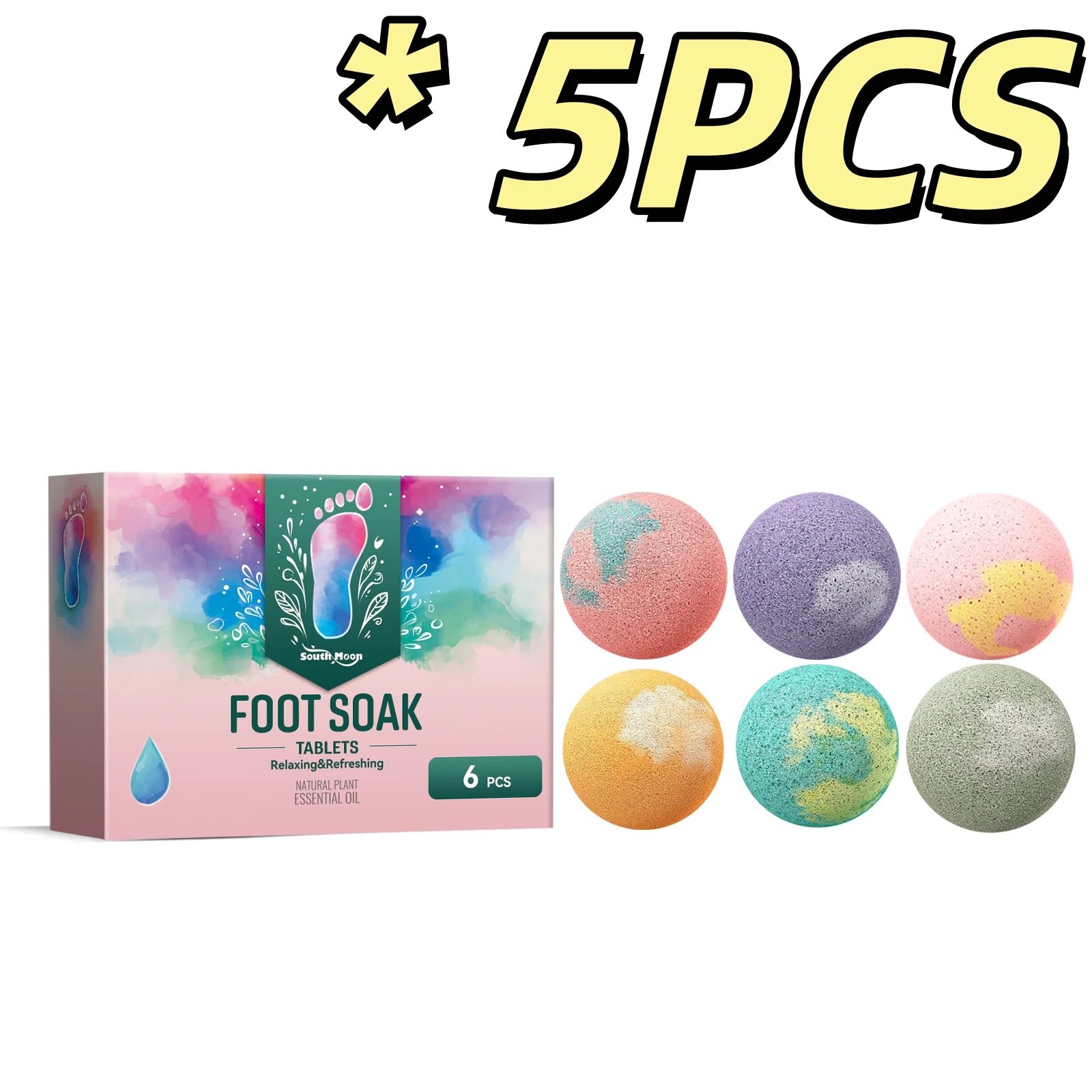 South Moon Foot Soak Tablet Relieve Fatigue Warmth Foot Soaking Promote Circulation Soften Cuticle Herbal Extract Feet Bath Ball Halalzen