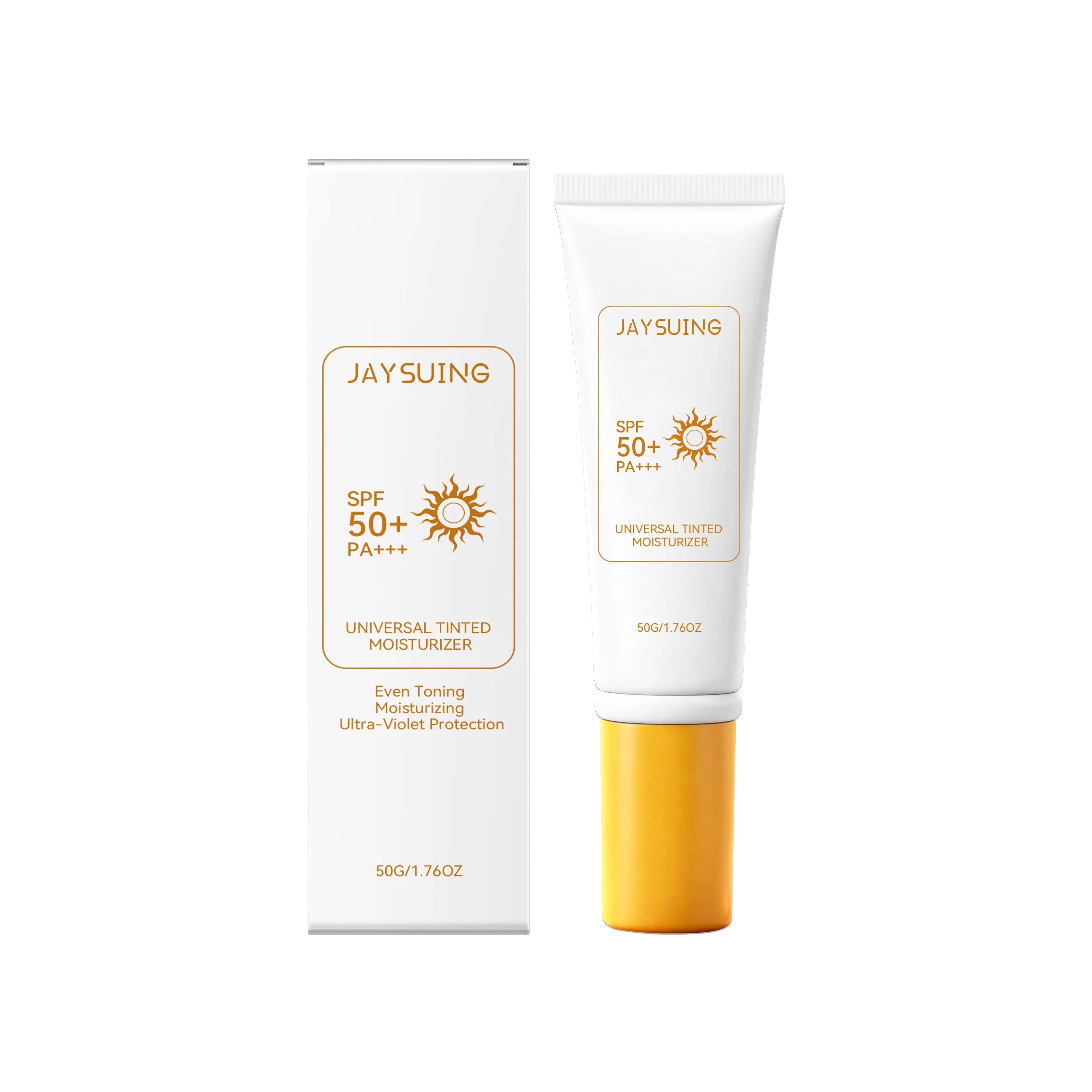 Jaysuing Tinted Sunscreen Spf 50 Anti UV Protection Waterproof Even Skin Tone Matte Finish Summer Outdoor Tinted Moisturizer 50g